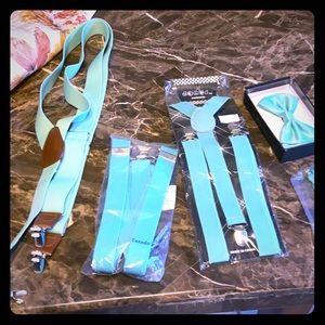 Adult suspenders/ bow tie Tiffany blue